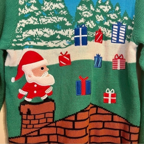 33DEGREES Ugly Christmas Festive Holiday Crewneck Knit Sweater‎ Santa Size Large - Picture 3 of 12